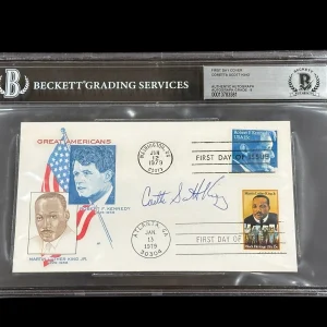 Coretta Scott King Civil Rights Wife MLK Signed Autograph FDC BAS Beckett Slab