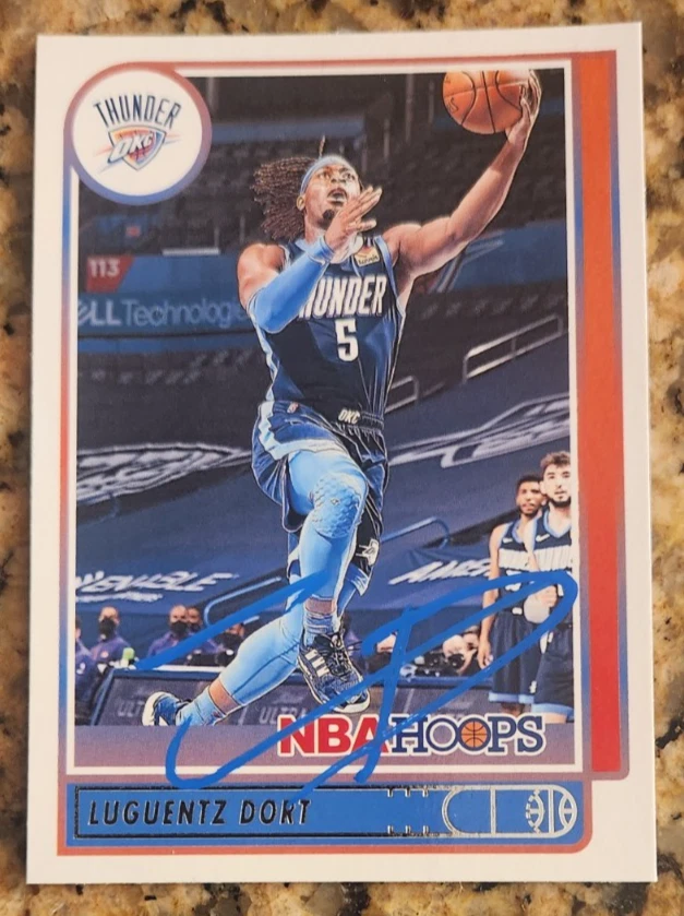 Luguentz Lu Dort Signed 2021-22 Panini NBA Hoops Card #33 Oklahoma City Thunder