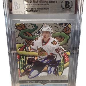 Teuvo Teravainen signed Chicago Blackhawks UD Young Guns #214 card RC Beckett