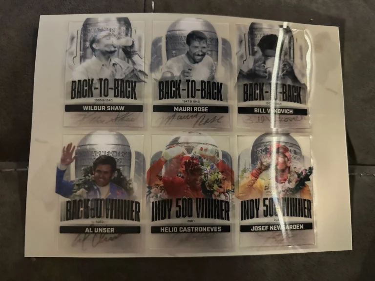 Indy 500 2025 Back To Back Winners Card Sheet Indianapolis 6 Bill Vukovich Unser