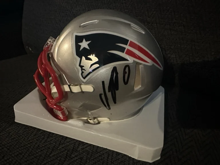 Christian Gonzalez Signed New England Patriots Mini Helmet Autographed GTP