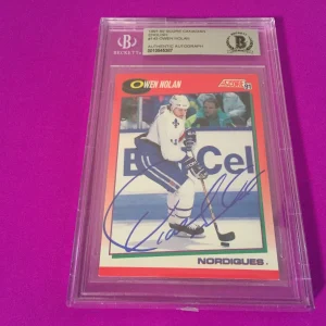Owen Nolan Nordiques 1991-92 Score Signed Auto Beckett SLABBED BAS