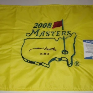 JIM NANTZ (CBS) Signed 2008 MASTERS Embroidered Pin Flag w/ Beckett COA