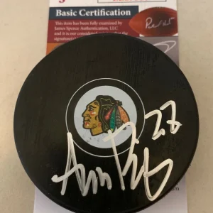 Adam Boqvist signed Chicago Blackhawks Puck autographed Hawks JSA