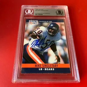 Mike Singletary BEARS 1990 Pro Set Card Signed Auto Beckett BAS Slabbed
