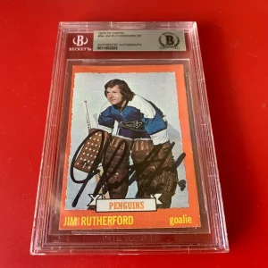 Jim Rutherford 1972-73 Topps Card Signed Auto Beckett SLABBED BAS