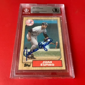 Juan Espino Yankees 1987 Topps Card Signed Auto Beckett BAS