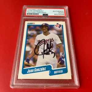 Juan Gonzalez Rangers 1990 Fleer Rookie Card Signed Auto PSA/DNA ENCAPSULATED
