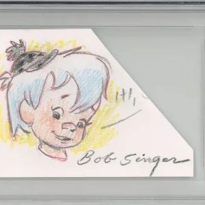 FLINTSTONES Bamm Bamm Original Color Pencil Drawing Signed Bob Singer PSA DNA