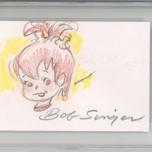 The FLINTSTONES Pebbles Original Color Pencil Drawing Signed Bob Singer PSA DNA