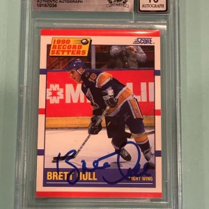 BRETT HULL Signed 1990-91 SCORE Card #346 Beckett Authenticated BAS AUTO 10