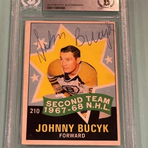 JOHNNY BUCYK Signed 1968-69 O-PEE-CHEE Card #210 Beckett Authenticated BAS