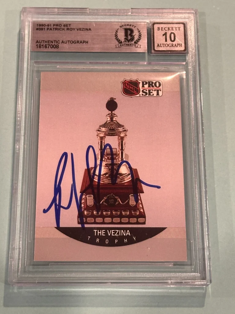 PATRICK ROY Signed 1990-91 PRO SET Card #391 Beckett BAS AUTO 10