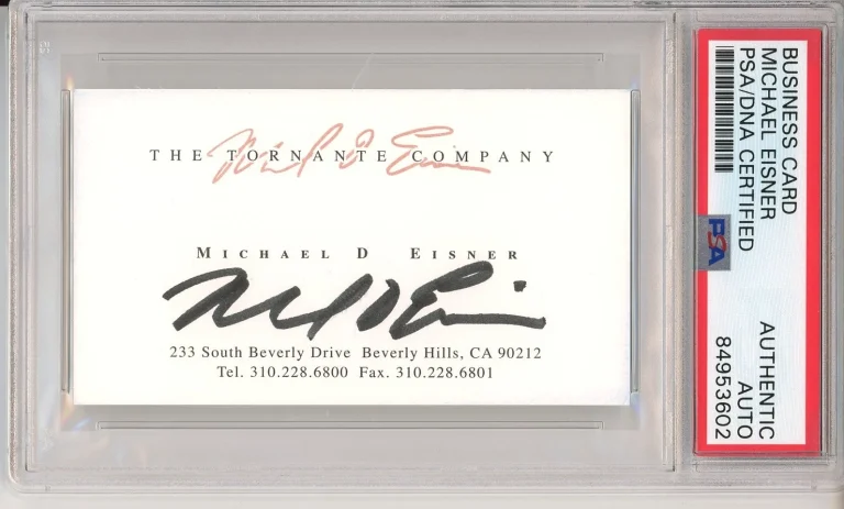 FORMER DISNEY CEO MICHAEL EISNER SIGNED BUSINESS CARD PSA DNA COA AUTOGRAPH AUTO
