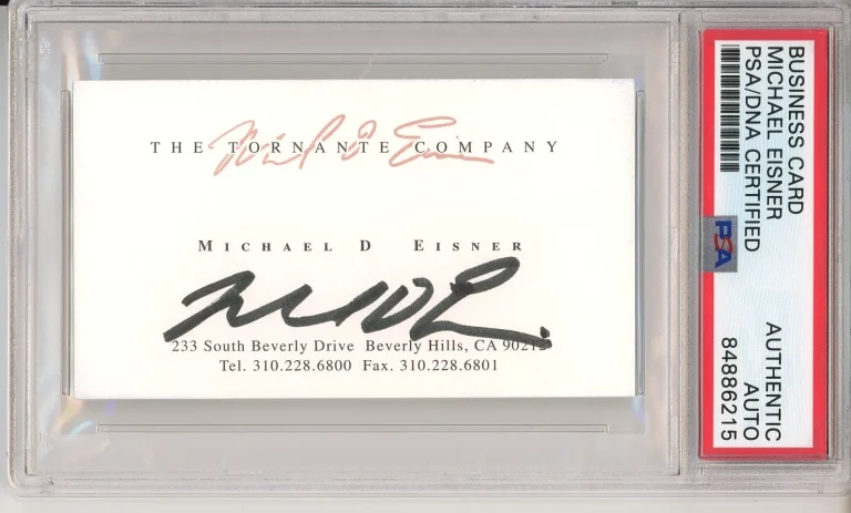 FORMER WALT DISNEY CEO MICHAEL EISNER SIGNED BUSINESS CARD PSA DNA COA AUTOGRAPH