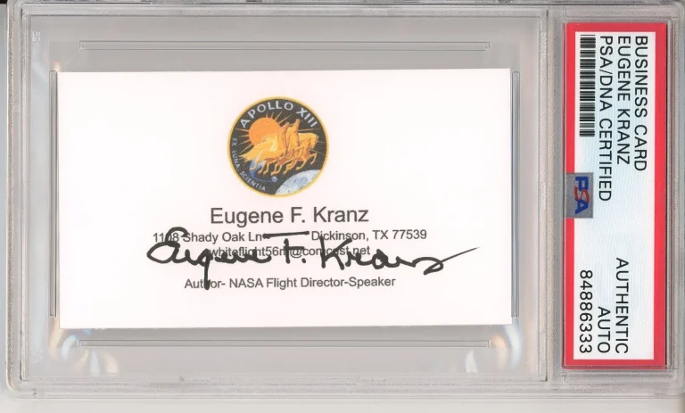 NASA FLIGHT DIRECTOR EUGENE KRANZ SIGNED BUSINESS CARD PSA DNA AUTOGRAPH APOLLO