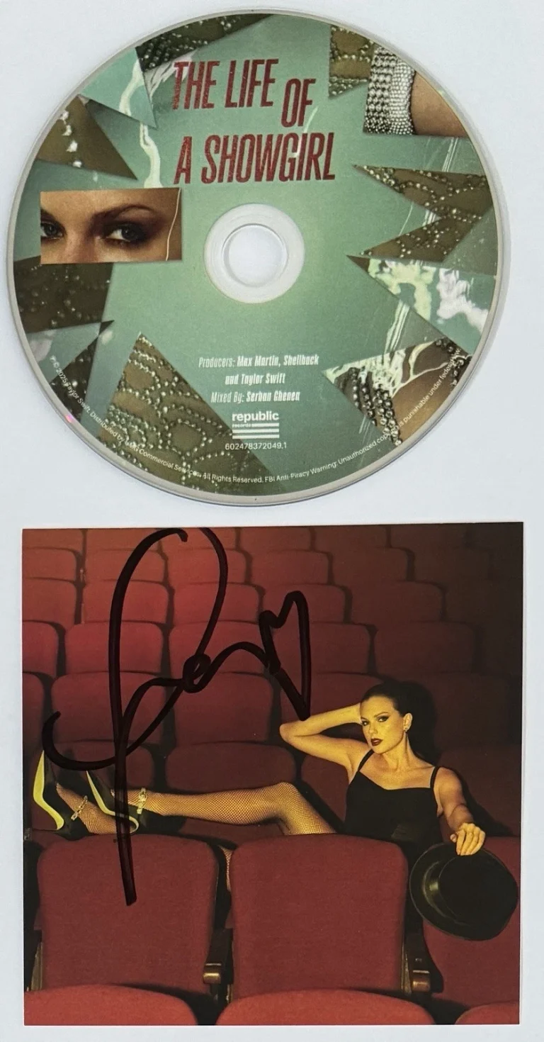 SIGNED HEART TAYLOR SWIFT LIFE OF A SHOWGIRL RED PICTURE 4 & CD PSA DNA COA AUTO