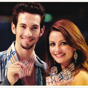 Ben Agosto & Tanith Belbin White REAL hand SIGNED Ice dancing Olympic duo #1 COA