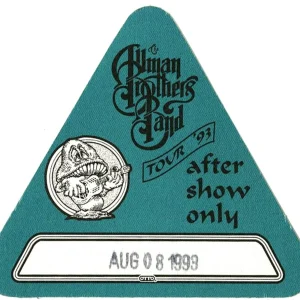 Allman Brothers 1993 Concert Tour After Show Backstage Pass