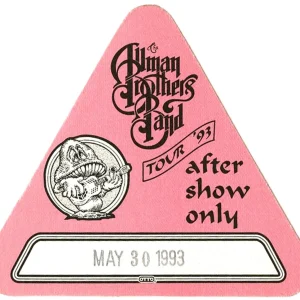 Allman Brothers 1993 Concert Tour After Show Backstage Pass