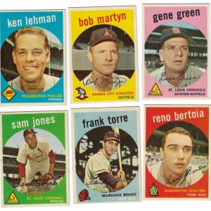 1959 Topps Baseball Lot (6) # 65 75 84 37 31 41 Bertoia Torre Jones EX/EX+
