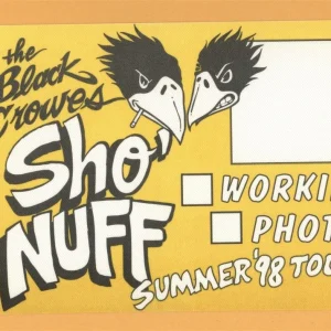 Black Crowes 1998 Summer Concert Tour Working Backstage Pass
