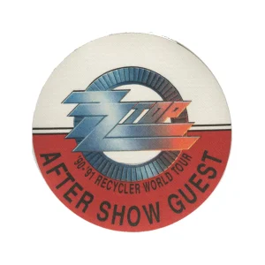 ZZ Top 1990 Recycler Concert Tour Aftershow Backstage Pass