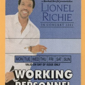 Lionel Richie 2001 In Concert Tour WORKING Backstage Pass
