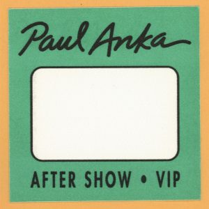 Paul Anka 1999 Concert Tour AFTER SHOW Backstage Pass