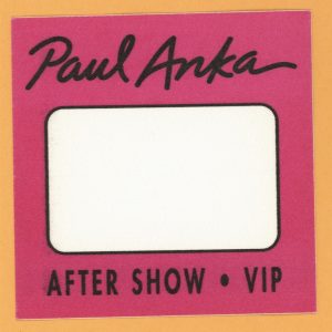 Paul Anka 1999 Concert Tour AFTER SHOW Backstage Pass