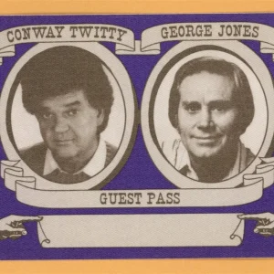 Conway Twitty 1989 George Jones Wiseblood Concert Tour GUEST Backstage Pass