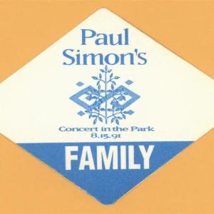 Paul Simon 1991 Rhythm of the Saints Concert Tour FAMILY Backstage Pass