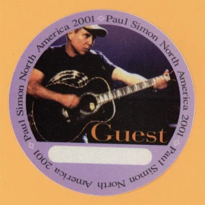 Paul Simon 2001 You're the One Concert Tour GUEST Backstage Pass