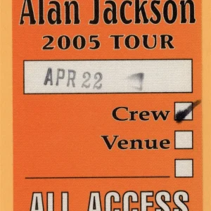 Alan Jackson 2005 Concert Tour ALL ACCESS Backstage Pass