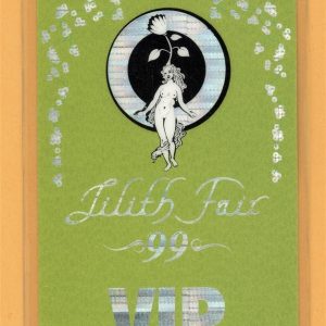 Sarah McLachlan 1999 Lilith Fair Tour w/ Indigo Girls Laminated Backstage Pass