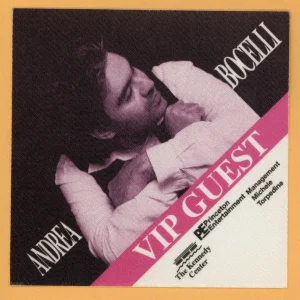 Andrea Bocelli Concert Tour VIP Backstage Pass