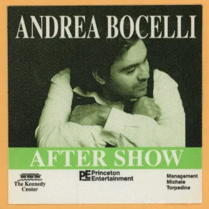 Andrea Bocelli Concert Tour AFTER SHOW Backstage Pass
