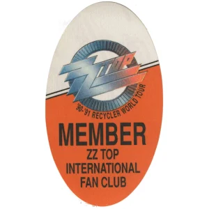 ZZ Top 1990 Recycler Concert Tour Fan Club Backstage Pass