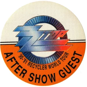 ZZ Top 1990 Recycler Concert Tour Aftershow Backstage Pass