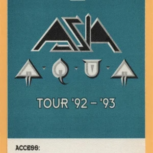 ASIA 1992 AQUA Concert Tour Backstage Pass