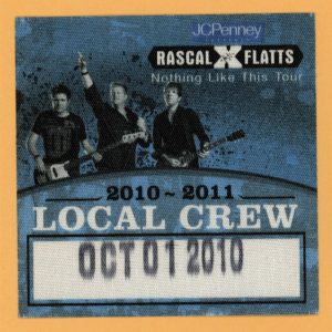 Rascal Flatts 2010 Concert Tour CREW Backstage Pass