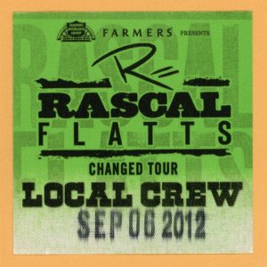 Rascal Flatts 2012 Concert Tour CREW Backstage Pass