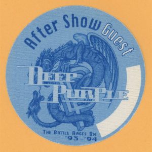 Deep Purple 1993 Battle Rages On Concert Tour AFTER SHOW Backstage Pass