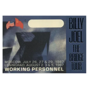 Billy Joel 1987 The Bridge Concert Tour Working Backstage Pass