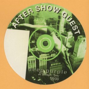 Deep Purple 1998 Abandon Concert Tour AFTER SHOW Backstage Pass