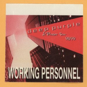 Deep Purple 1998 Abandon Concert Tour WORKING Backstage Pass