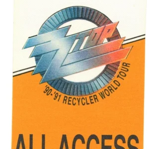 ZZ Top 1990 Recycler Concert Tour All Access Backstage Pass