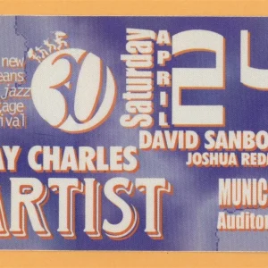Ray Charles 1999 New Orleans Jazz Festival Concert Tour Backstage Pass