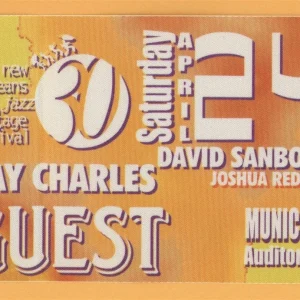 Ray Charles 1999 New Orleans Jazz Festival Concert Tour Backstage Pass