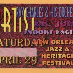 Ray Charles 1999 New Orleans Jazz Festival Concert Tour Backstage Pass